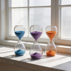 Elegant Patterned Glass Hourglass Timer for Home Decoration, Office <b>Desk</b>, Study Room, Birthday Gifts, Sand <b>Clock</b> Modern Style - Product Image 5
