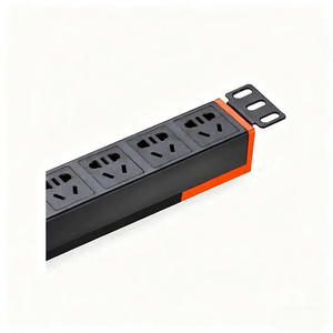 ปลั๊กพ่วง 8 ช่อง 10A 2500W PDU แบบติดตั้งบนแร็ค 1U พร้อมสวิตช์ป้องกันไฟเกิน ตัวเรือนอะลูมิเนียม ดีไซน์ปลายสีส้มเพื่อความปลอดภัย - Product Image 1