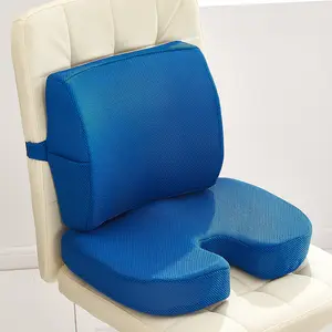 Cojín de soporte Lumbar de espuma viscoelástica, juego de almohada de asiento de respaldo ortopédico para respaldo de silla de oficina de coche