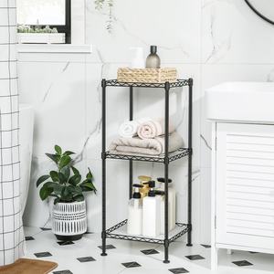 Étagère de rangement moderne en acier à 3 niveaux pour salle de bain avec crochets - Rangement multifonction durable pour la maison/le salon - Product Image 1