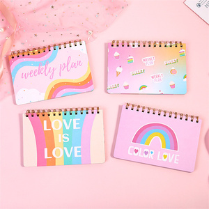 أدوات مكتبية ومستلزمات مدرسية هدايا ترويجية مغلف يوميات يومية كثيف بشكل لولبي مزين بألوان قوس قزح دفتر بغلاف فارغ معاد تدويره - Product Image 1