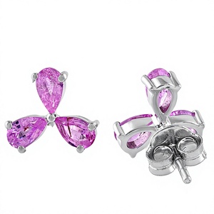 <b>Pink</b> <b>Sapphire</b> <b>Earring</b> in 925 Sterling Silver - Product Image 4
