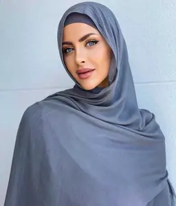 女性100% 棉头巾柔软粘胶棉人造丝编织莫代尔穆斯林头巾女性披肩头巾围巾