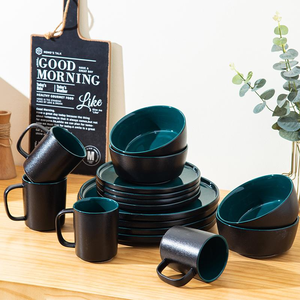 Ceramic American Style Eco-Friendly High Quality Double Sided Glaze Dinnerware <b>Set</b> OEM/ODM Plate <b>Set</b> Tableware for Family Use - Product Image 1