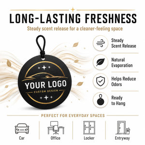 Diffuseur de parfum pour voiture personnalisé avec logo rond, différentes senteurs, parfum de voiture suspendu en papier, portable, longue durée - Product Image 1