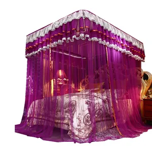 Moustiquaire à trois portes de style princesse <span class=keywords><strong>Abri</strong></span> de pluie Rideaux de lit à double couche de style palais Maille cryptée Polyester d'été - Product Image 4