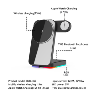 New Three-In-One Smart Watch Charging <b>Stand</b> Wireless Charger Magnetic Holder for Apple Watch Earphones Mobile <b>Phone</b> Vertical - Product Image 2