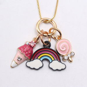 Romantique arc-en-ciel abeille fleur <span class=keywords><strong>sucette</strong></span> pendentif <span class=keywords><strong>collier</strong></span> pour enfants filles mignon forme animale pour cadeau d'anniversaire de mariage - Product Image 2