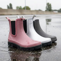 Bottes de pluie Chelsea en caoutchouc scintillant imperméables à la cheville, personnalisables avec logo de marque, pour femmes, vente en gros
