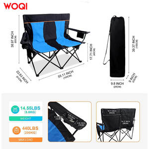 Silla de Camping Plegable Woqi para 2 Personas, Color Azul Rey, Silla de Jardín para Exteriores con Portavasos - Product Image 5
