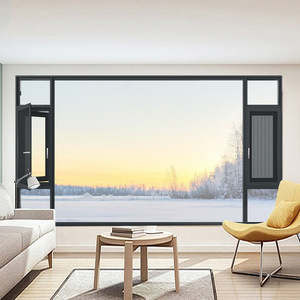 Fenêtres en alliage d'<span class=keywords><strong>aluminium</strong></span> sur mesure, acier inoxydable, isolation thermique minimaliste, verre trempé, appartement, salon - Product Image 2