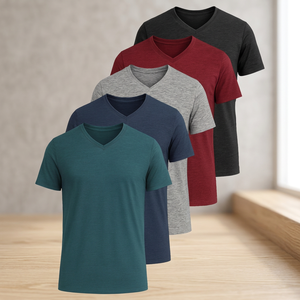 2Pack Premium Solid Jersey Cotton V-Neck Blank <b>T</b>-<b>Shirt</b> for <b>Men</b>/Women Sporty Style Pre-Shrunk Athletic Fit Undershirts - Product Image 3