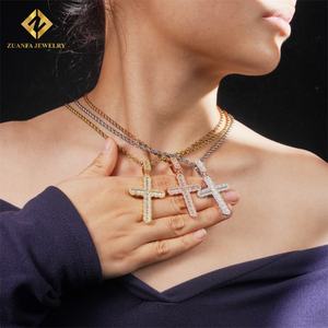 Pendentif Croix en Argent 925 avec Diamants Baguette Certifiés GRA, Style Hip Hop, Serti de Moissanite VVS, Vente Chaude - Product Image 3