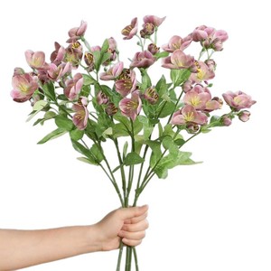 Ramo de Rosas Artificiales de Hellebore para Navidad, 47cm, 5 Cabezas, Tacto de Seda, Flor Realista, 4 Colores, Decoración para Bodas y Hogar, Venta al Por Mayor - Product Image 1