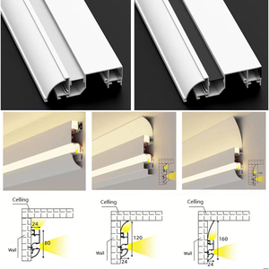 Perfil de aluminio LED para iluminación de pared, montaje en superficie sin techo, lámpara decorativa de esquina superior, canal de luz para tira de yeso - Product Image 3