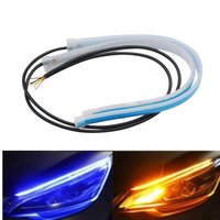 Tira de Luces LED de Conducción Diurna Azul Hielo para Automóvil, DRL Ámbar con Interruptor Impermeable, Lámpara Secuencial, Luz LED de Señal de Giro
