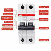 Disjoncteur miniature DC S200M 4P 63A, interrupteur spécialisé DC, protection contre les surcharges et les courts-circuits pour système solaire photovoltaïque DC