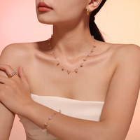 Ensemble collier et bracelet en pierres naturelles bohèmes pour femmes, bijoux faits à la main en acier inoxydable, luxe léger, vente en gros