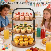 Grand présentoir à cupcakes en bois à trois niveaux, style rétro pastoral, décoration de ferme, plateau à étages pour fêtes, fabriqué en Chine