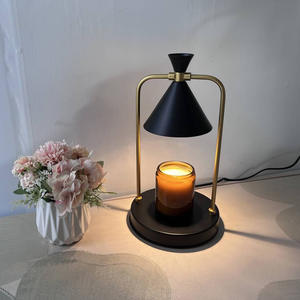 Lampe <span class=keywords><strong>de</strong></span> <span class=keywords><strong>table</strong></span> <span class=keywords><strong>chauffe</strong></span>-bougies électrique en métal noir avec minuterie à intensité variable Aromathérapie GU10 Ampoules halogènes incluses - Product Image 2