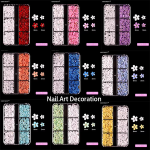 6 rejilla 3D resina cinco pétalos flor caramelo colorido tamaño mixto flor calcomanías Kit decoración de uñas - Product Image 4