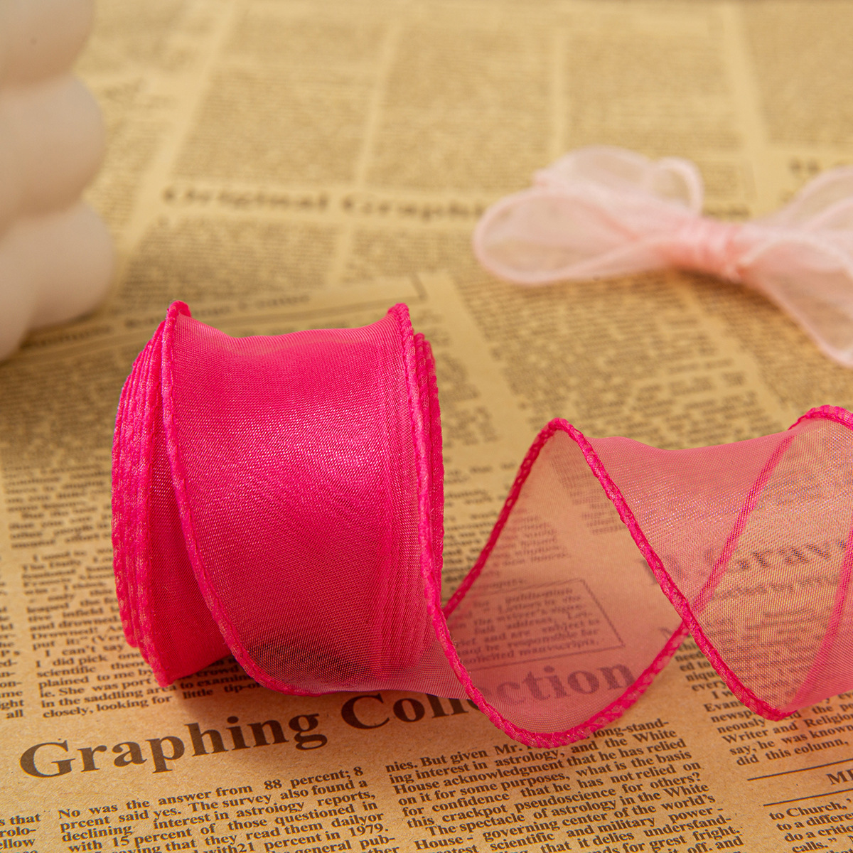 4cm rose red plain edge mermaid tulle 10 yards (bagged)