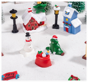 Pequeña <span class=keywords><strong>torre</strong></span> de pared de resina de Navidad árbol Villa casa muñeco de nieve linterna vela estrella caja de regalo figurita y Juguete conjunto de adorno de vacaciones - Product Image 3