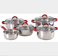 Offre Spéciale 9 pièces En Acier Inoxydable Ensemble de batterie de Cuisine Cuisson Sauteuse, Casserole, Casserole Avec Couvercle en verre Et Poignée en silicone
