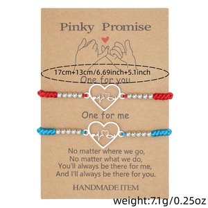 Pinky Promise Braided <b>Bracelet</b> Stainless Steel Heart Adjustable <b>Couple</b> Jewelry Unisex Valentine Gift - Product Image 4