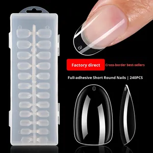 Transparente ultrafino de tamaño completo nuevo estilo francés ovalado usable uñas postizas cortas uñas artificiales en caja dedos sin rastro - Product Image 5