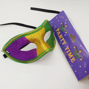 Máscara Veneciana de Fiesta con Brillantina Morada, Dorada y Verde, Máscara de Halloween, Disfraces, Máscaras de Mardi Gras, Accesorio para Hombre - Product Image 4