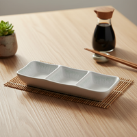 Plat à sushi en mélamine blanc réutilisable à 3 compartiments, très vendu