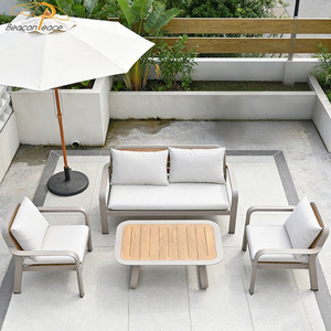 Ensemble <span class=keywords><strong>de</strong></span> meubles <span class=keywords><strong>de</strong></span> <span class=keywords><strong>jardin</strong></span> d'extérieur toutes saisons, décoration en <span class=keywords><strong>bois</strong></span>, structure en aluminium, ensemble <span class=keywords><strong>de</strong></span> canapé modulaire <span class=keywords><strong>de</strong></span> <span class=keywords><strong>jardin</strong></span> d'extérieur 4 pièces - Product Image 6