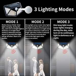 Lampe solaire d'extérieur en gros, 100 LED, étanche, avec détecteur de mouvement, pour mur - Product Image 3