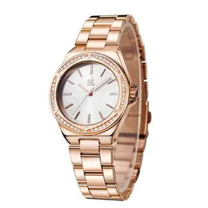 Relojes para mujer Belleza de oro rosa resistente al agua con bisel de diamante brillante y correa de malla de acero inoxidable para cada ocasión