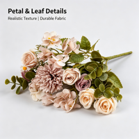 Fleur artificielle rétro d'automne, rose brodée à 7 branches, pour décoration d'arche de mariage, de porte ou de chemin, fausse fleur de camomille