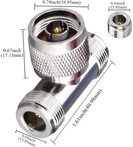 One Pcs/<span class=keywords><strong>Lot</strong></span> N Type Mannelijk Naar Dual <span class=keywords><strong>2</strong></span> N Type Vrouwelijke Drievoudige Tee Connector T Vorm <span class=keywords><strong>3</strong></span>-Way Splitter Voor Verlengkabel T Type Triple - Product Image 2