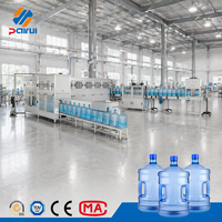Ligne de production automatique de remplissage, lavage et bouchage de barils d'eau PET de 5 gallons, 450 BPH, pour usine d'eau minérale
