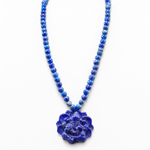 Mala en pierres de Lapis Lazuli de 8 mm avec pendentif du Dieu Ganesh pour la guérison, la manifestation et la protection quotidienne - Mala en pierres précieuses - Product Image 2