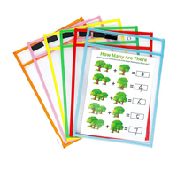 Ventes chaudes, pochettes effaçables à sec, pochettes en plastique réutilisables, pochettes en PVC pour tickets de travail, pochettes transparentes imperméables pour classe, bureau