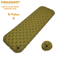 Matelas de couchage gonflable à haute valeur R, série personnalisée, 600g, ultraléger, nylon 20D, valves TPU, valeur R 6, 8, 8.8, pliable