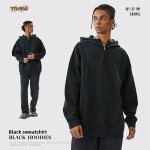 Nuova <span class=keywords><strong>Felpa</strong></span> con Cappuccio Autunno Inverno in 100% Cotone Terry 460g Anti-Pilling con Decorazione a Cerniera e Design con Bordi Sfrangiati - Product Image 6