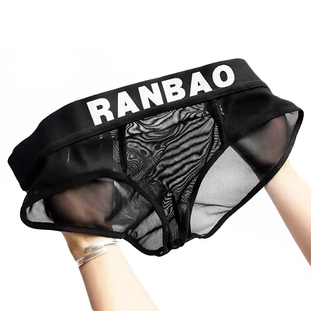 Ropa interior sexy personalizada para hombre, calzoncillos transparentes con bolsa grande, cintura ancha y flexible, caliente