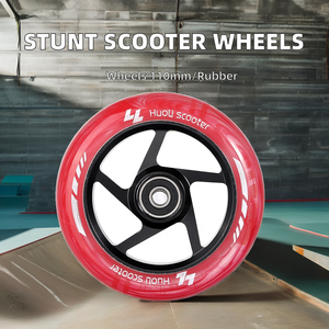 Roues de Trottinette Pro de 110 mm à Haute Précision et Vitesse, Couleur Personnalisable, Noyau Métallique en Alliage PU, Frein à <span class=keywords><strong>Pied</strong></span> pour Cascades Deux Roues, Roulement à Billes Durable - Product Image 4