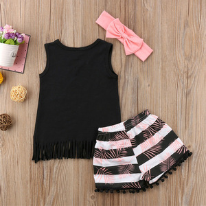 เสื้อผ้าเด็กเล็กขายส่ง ชุดเด็กผู้หญิงผ้าฝ้ายแขนสั้นพร้อมเลกกิ้งลายทาง ตัวอย่างจากจีน - Product Image 2