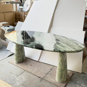 SW STONE moderno Gran oferta verde lujo mármol cocina Verde utopía mármol personalizado ovalado decoración piedra Natural mesa de comedor - Product Image 5