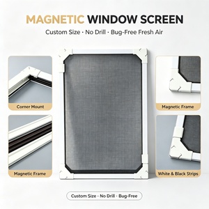 Moustiquaire magnétique en fibre de verre, taille ajustable, lavable, découpable, <span class=keywords><strong>anti</strong></span>-insectes, pour fenêtre à battant en location - Product Image 1