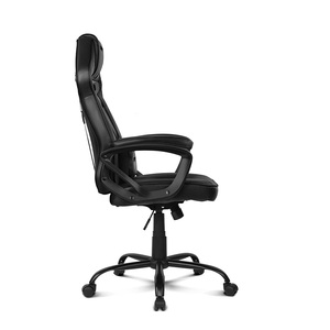 Chaise de jeu de course tout noire avec panneaux respirants, dossier haut ergonomique, pivotante et réglable, avec coussin lombaire - Product Image 4