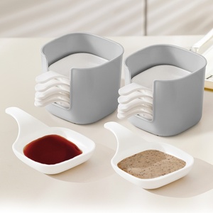 Saucière à sushi incassable, soucoupe à assaisonnement en plastique pour le hotpot, plat à sauce soja compartimenté - Product Image 1