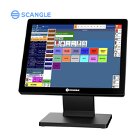 Sistem POS Layar Sentuh Scangle 15" Windows 10/11 Layar Sentuh Kapasitif IPS Tampilan VFD 20x2 Opsional RAM 4-16GB SSD 64-256GB